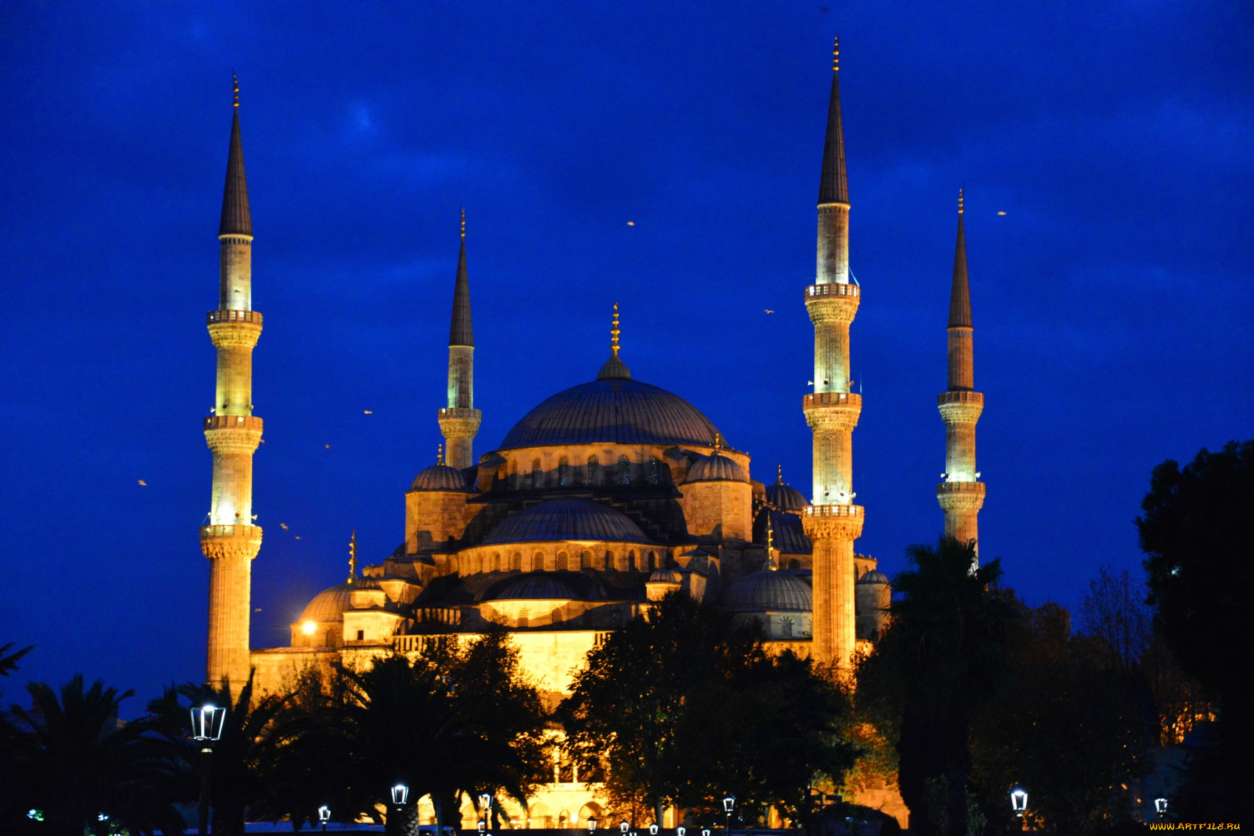 города, стамбул, турция, ночь, минареты, мечеть