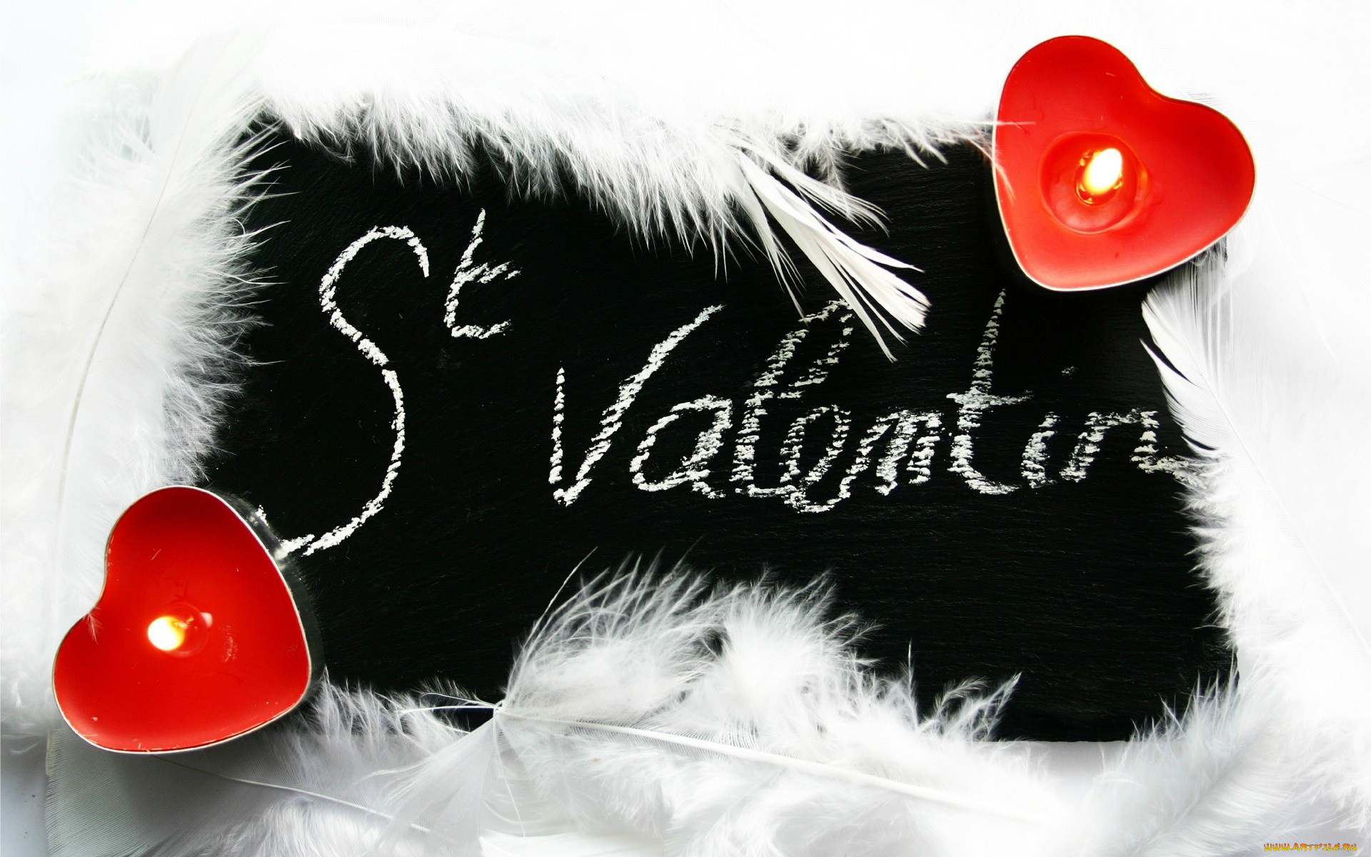 праздничные, день, св, валентина, сердечки, любовь, надпись, перья, свечи
