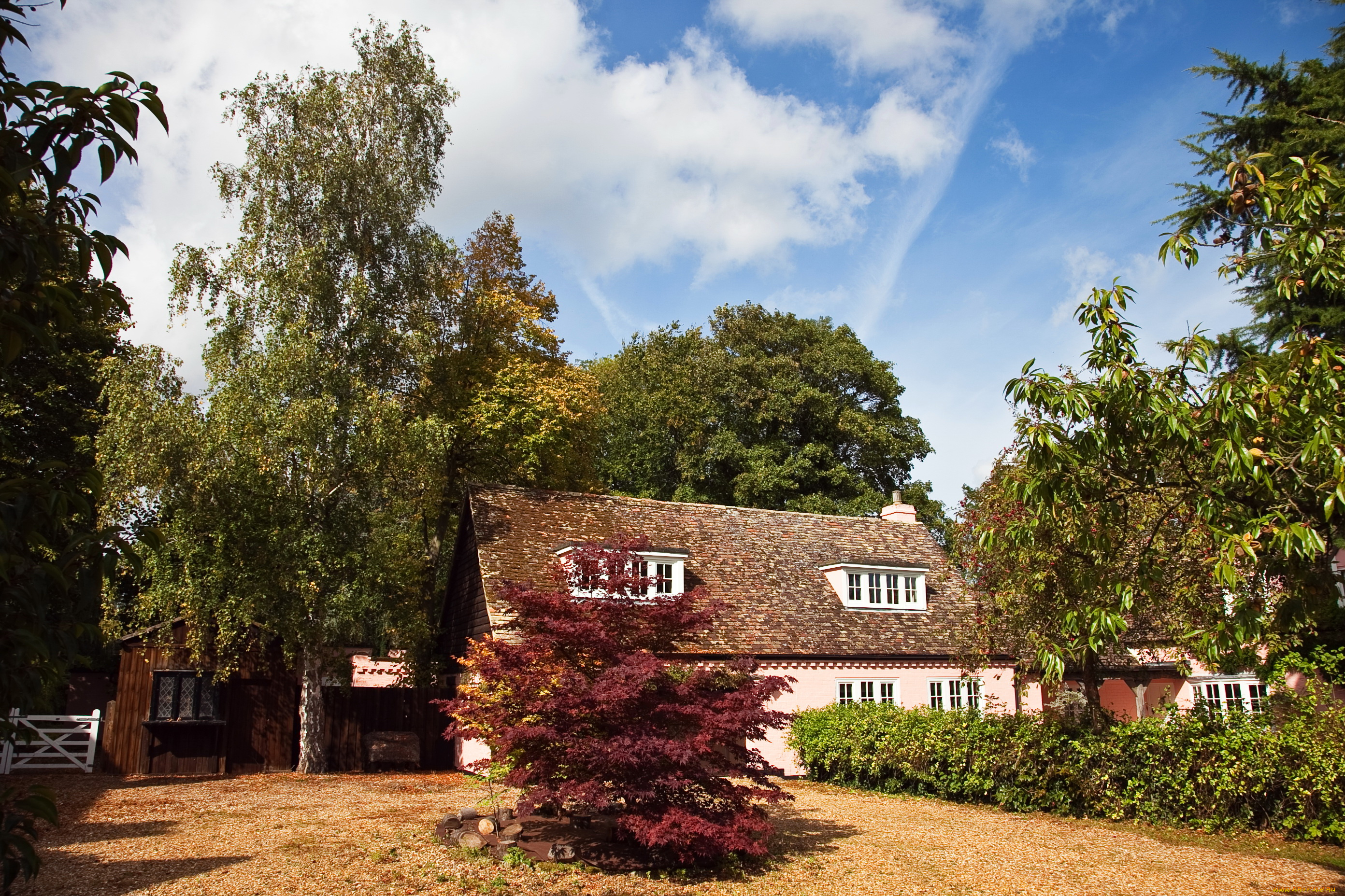 hemingford, abbots, , england, города, -, здания, , дома, англия, ландшафт, городок, трава, деревья, пейзаж