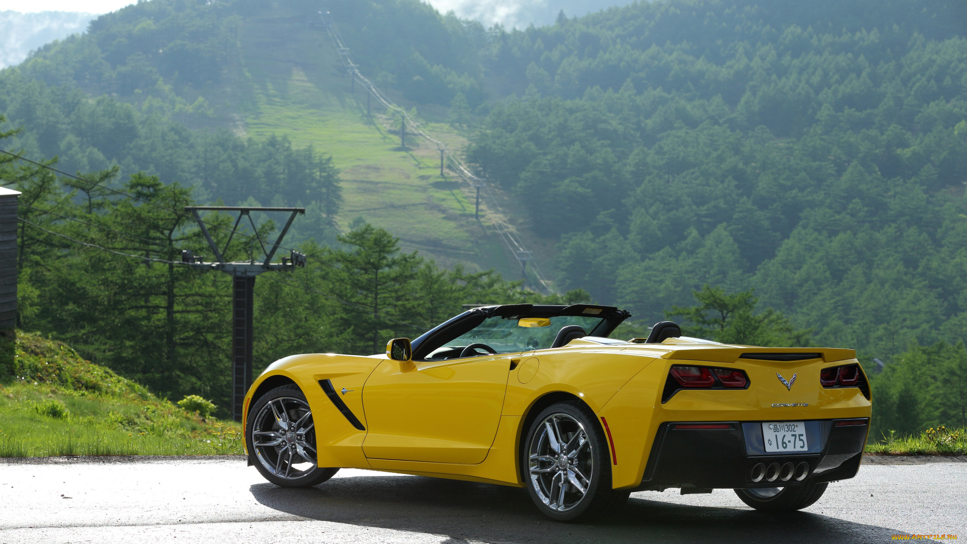 автомобили, corvette, желтый, с7, 2013г, jp-spec, convertible, stingray, chevrolet