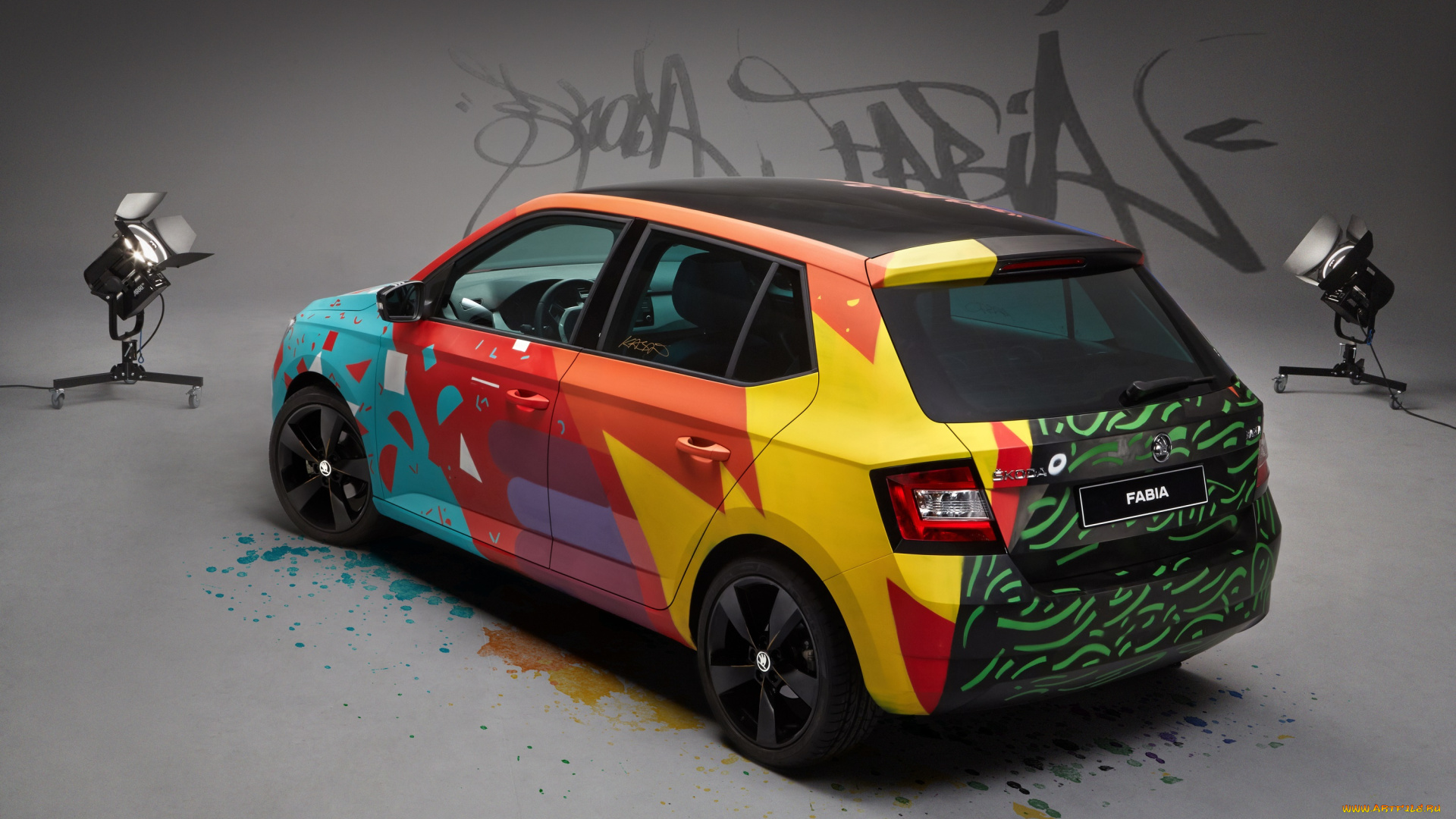 автомобили, skoda, fabia, street, art