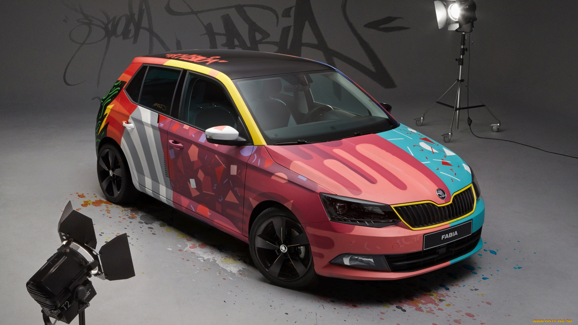 автомобили, skoda, fabia, street, art