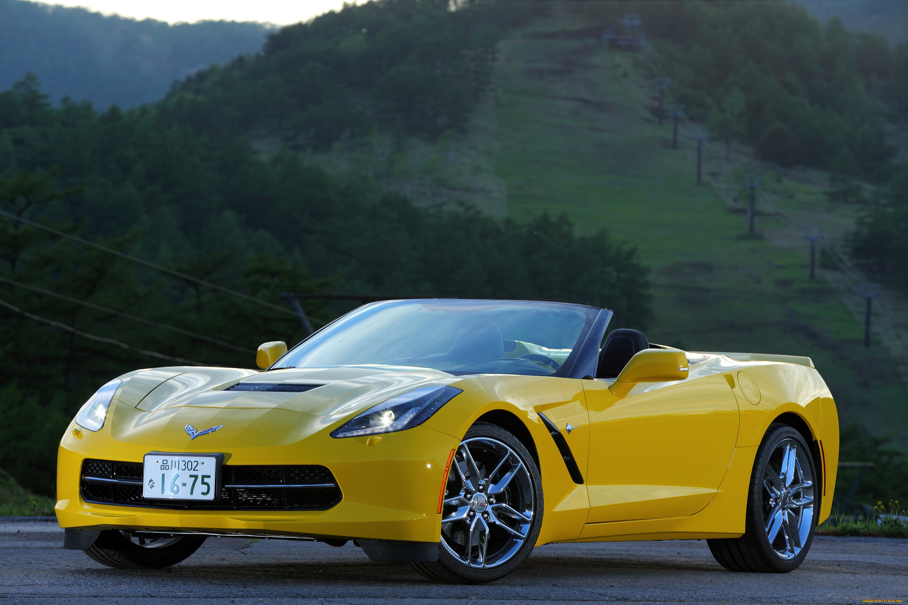 автомобили, corvette, jp-spec, convertible, stingray, chevrolet, с7, 2013г, желтый