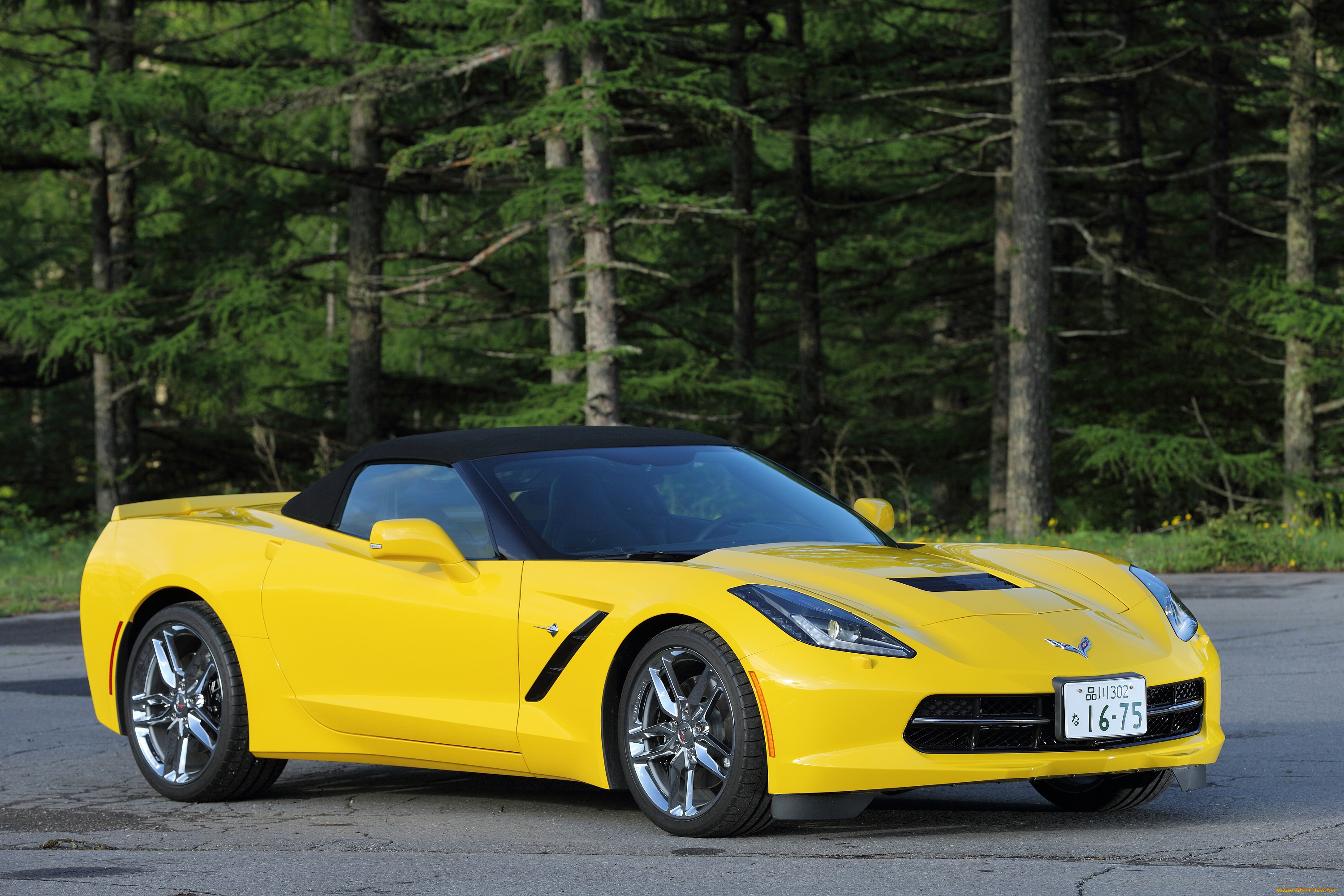 автомобили, corvette, jp-spec, convertible, stingray, chevrolet, желтый, с7, 2013г