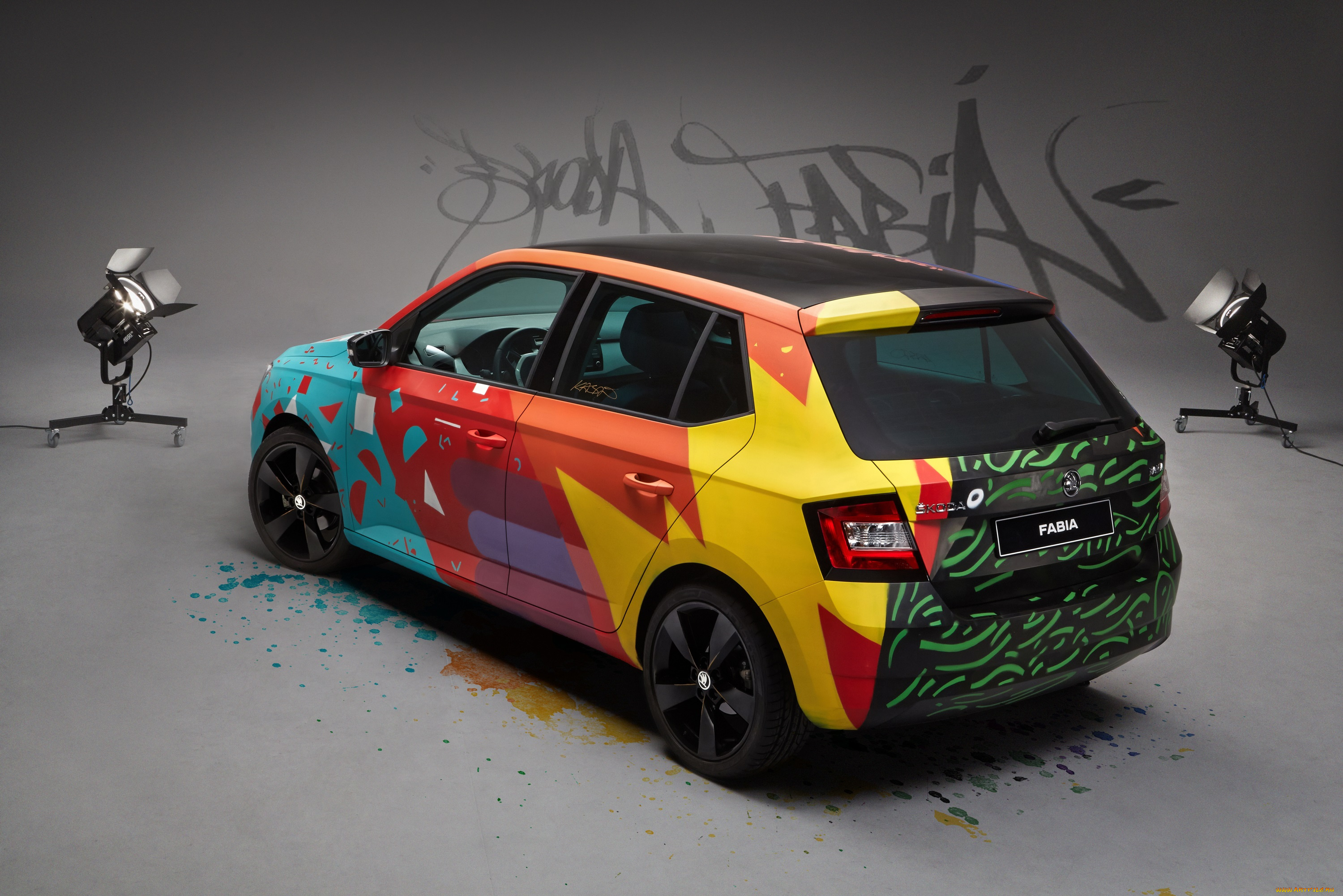 автомобили, skoda, fabia, street, art