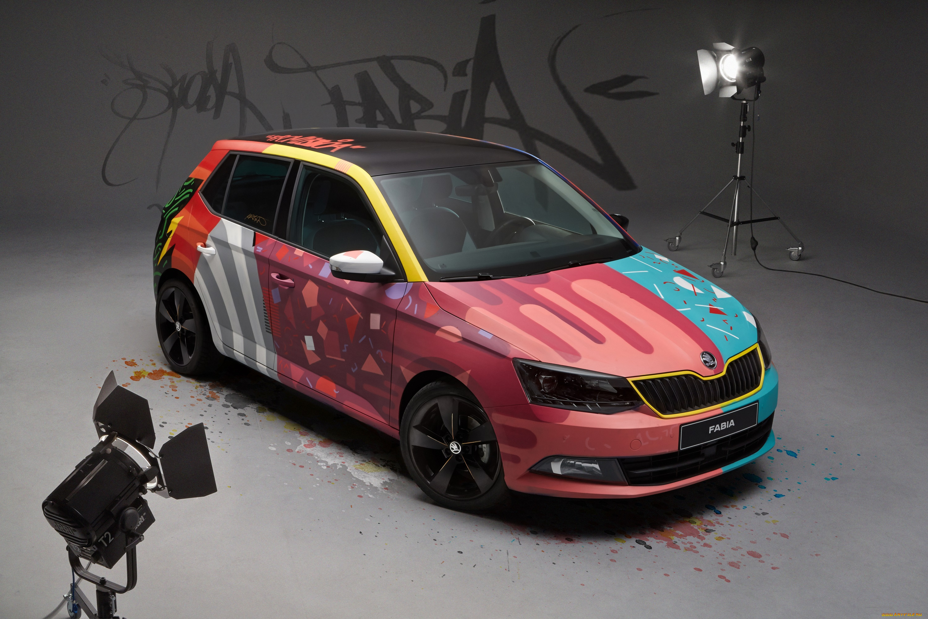 автомобили, skoda, fabia, street, art