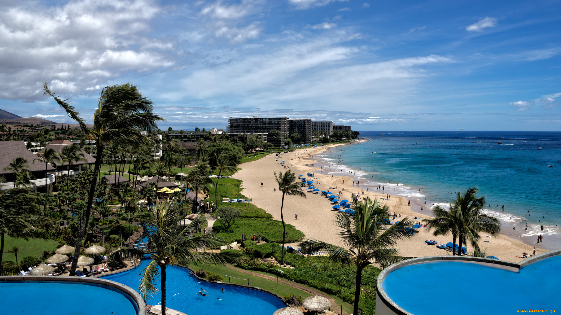 sheraton, maui, resort, города, -, панорамы, побережье