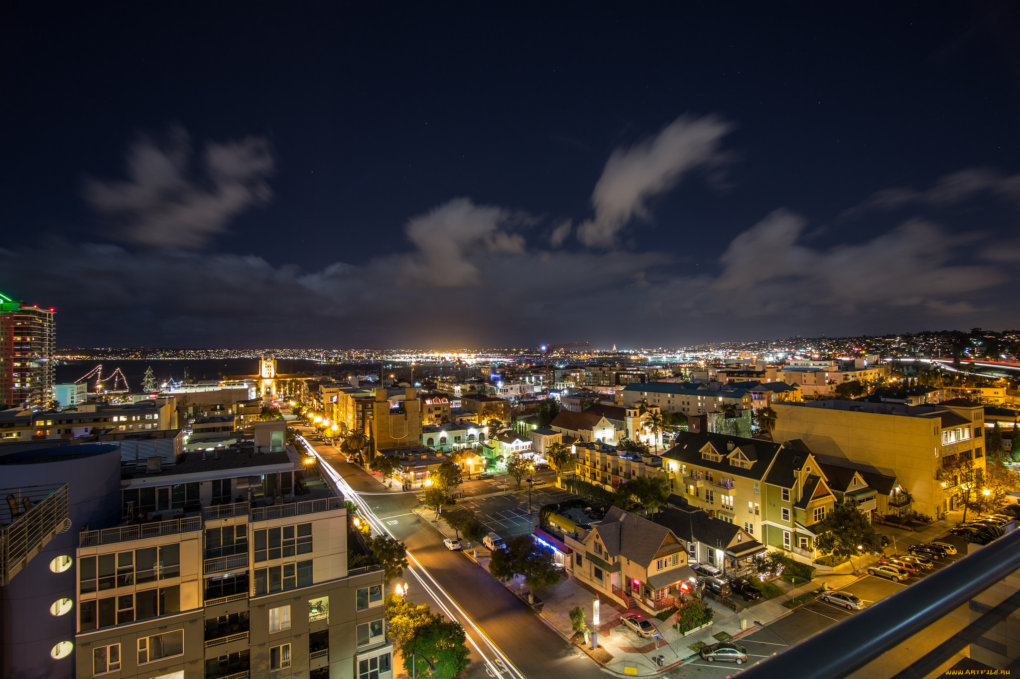 san, diego, города, сан-диего, , сша, огни, панорама