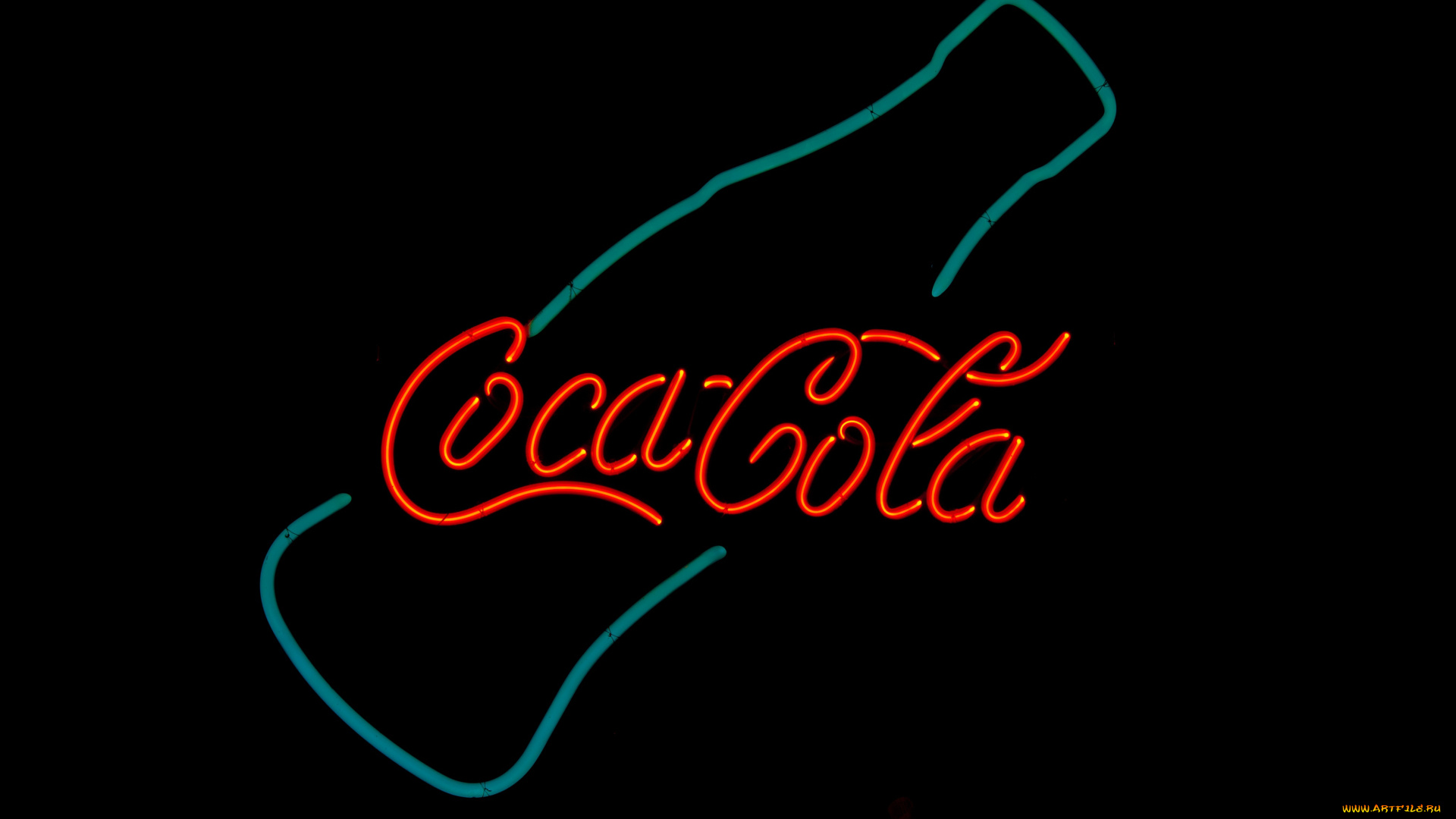 бренды, coca-cola, кока-кола, неон, надпись, бутылка