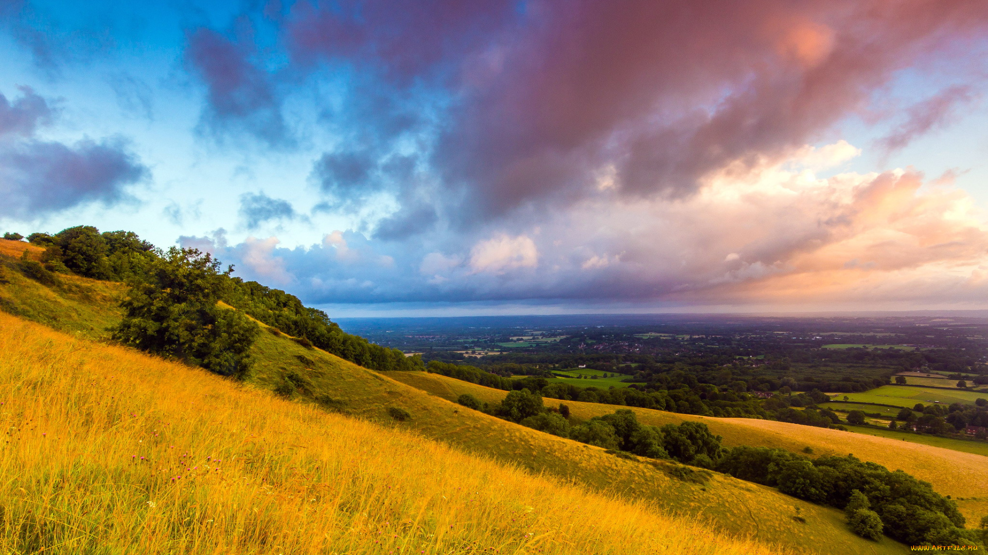 south, downs, , plumpton, , england, природа, горы, тучи, долина, склон