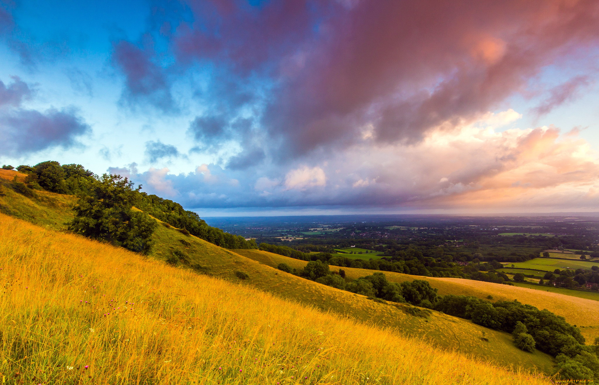 south, downs, , plumpton, , england, природа, горы, тучи, долина, склон