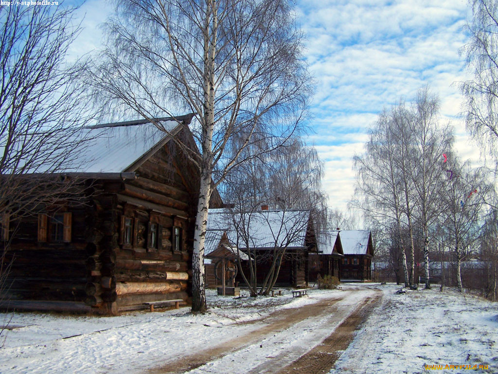 кострома, музей, деревянного, зодчества, поздняя, осень, города, другое