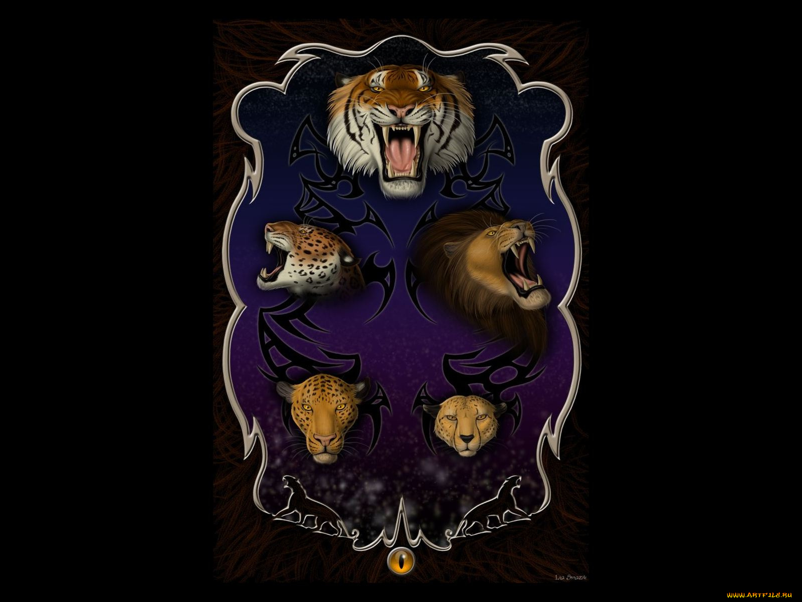 project, felin, рисованные, животные, тигр, лев, ягуар, леопард, гепард