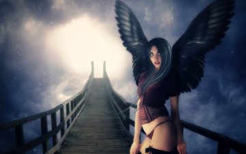 Картинка фэнтези ангелы девушка арт фантастика падший ангел