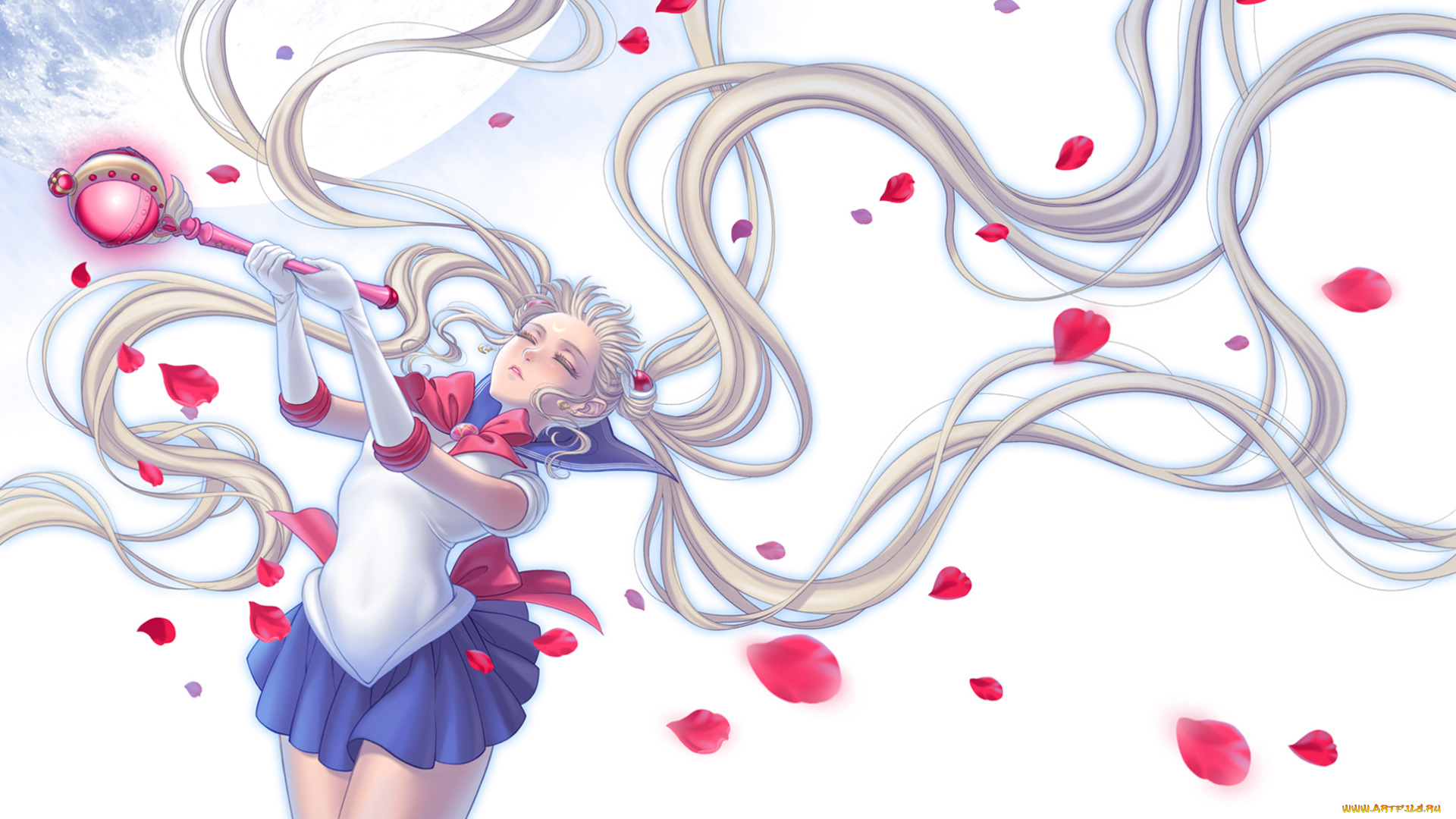 аниме, sailor, moon, жезл, форма, лепестки, sailor, moon, bishoujo, senshi, луна, девушка, tsukino, usagi