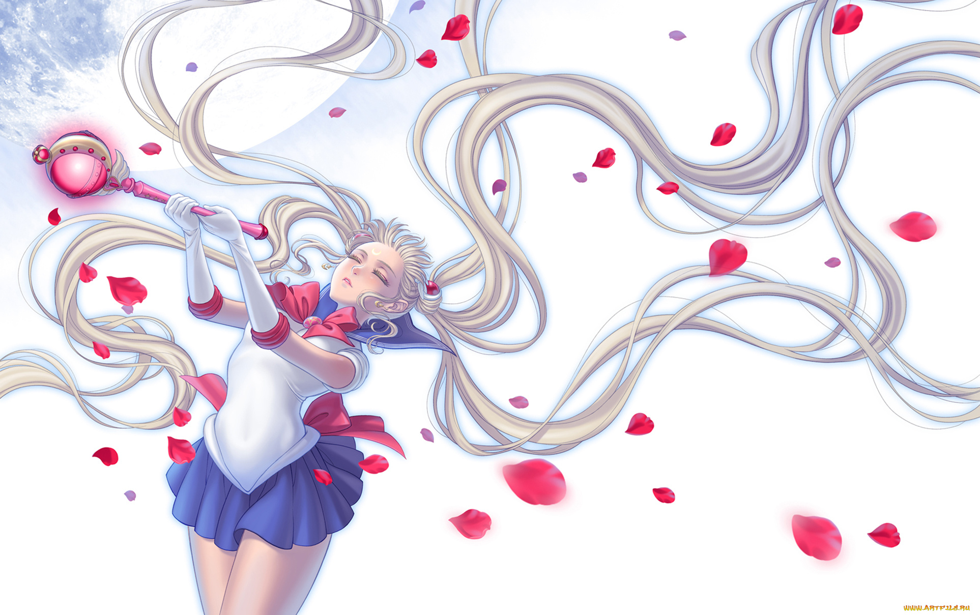 аниме, sailor, moon, жезл, форма, лепестки, sailor, moon, bishoujo, senshi, луна, девушка, tsukino, usagi