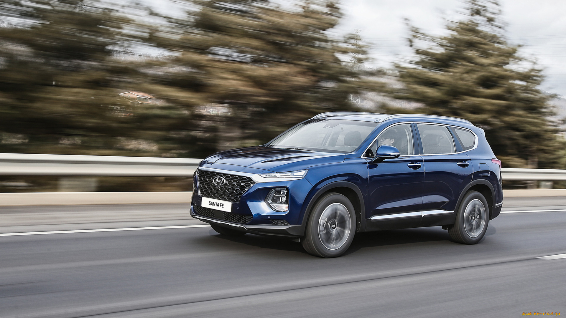 hyundai, santa, fe, 2019, автомобили, hyundai, crossover, blue, 2019, santa, fe