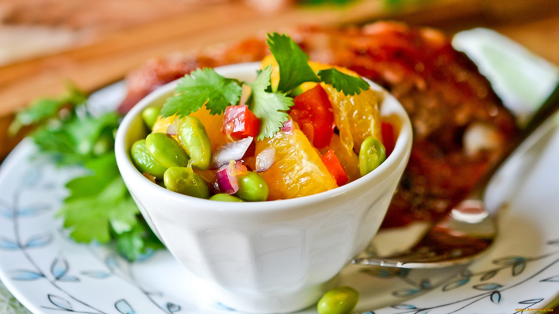 edamame, and, orange, salad, еда, салаты, , закуски, салат