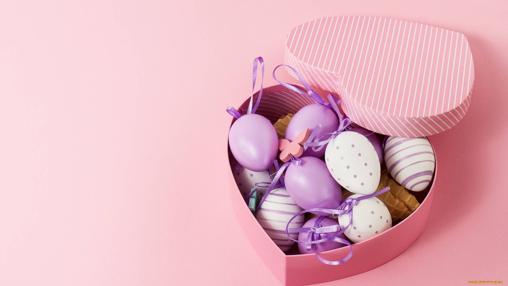праздничные, пасха, spring, eggs, коробка, сердце, яйца, easter, pink, box, heart, decoration, happy