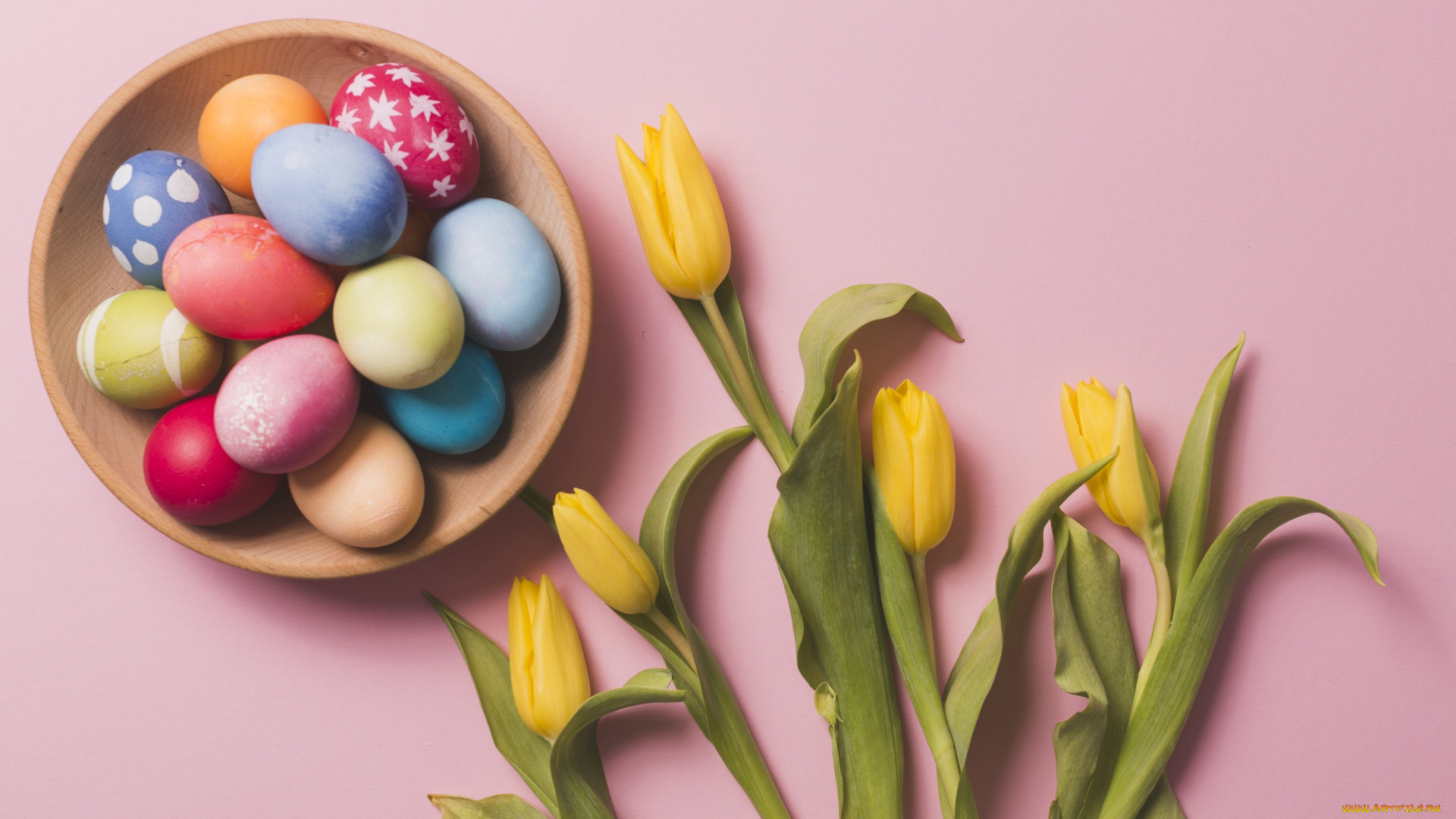 праздничные, пасха, яйца, крашеные, spring, decoration, весна, цветы, yellow, tulips, flowers, тюльпаны, easter, желтые, happy, eggs