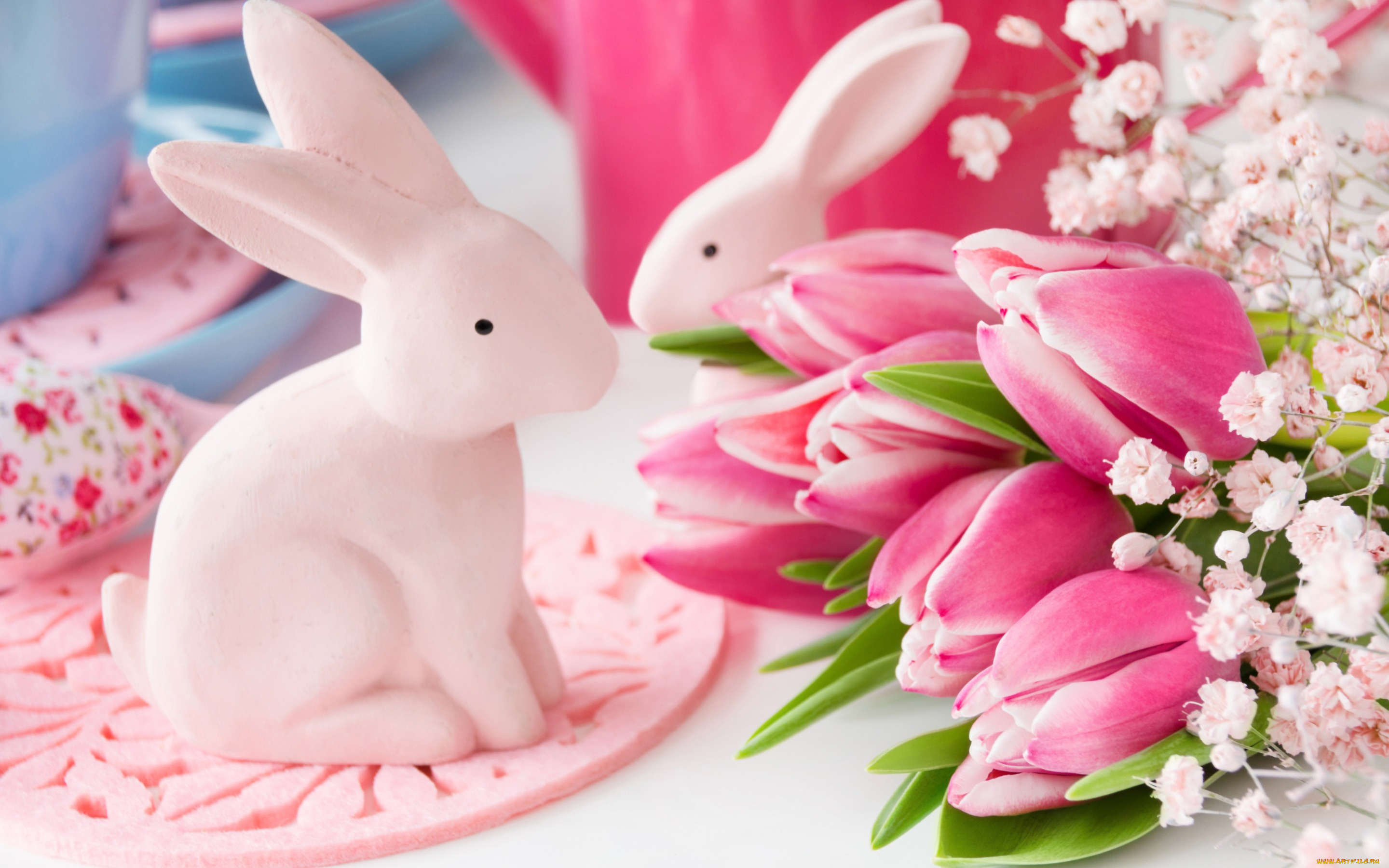 праздничные, пасха, spring, flowers, цветы, eggs, delicate, happy, decoration, bunny, easter, pastel, pink, тюльпаны, tulips, весна