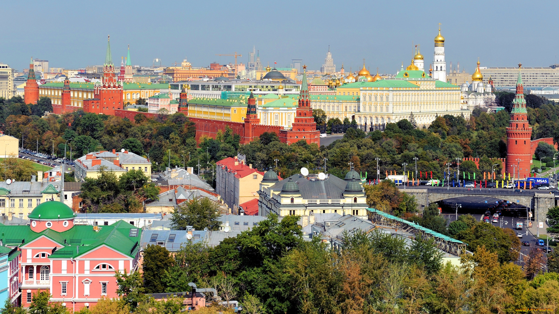 города, москва, , россия, панорама, кремль