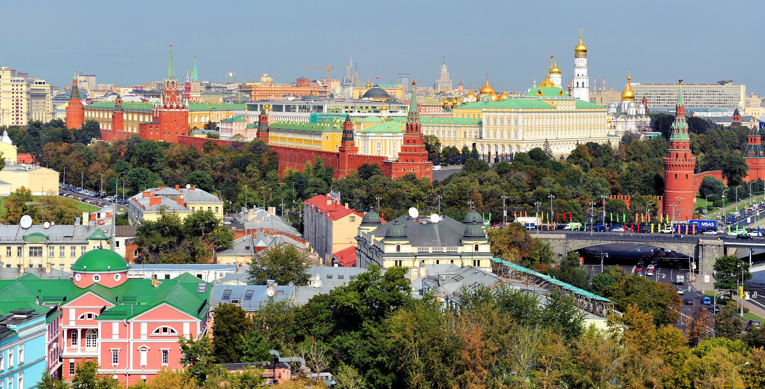 города, москва, , россия, панорама, кремль