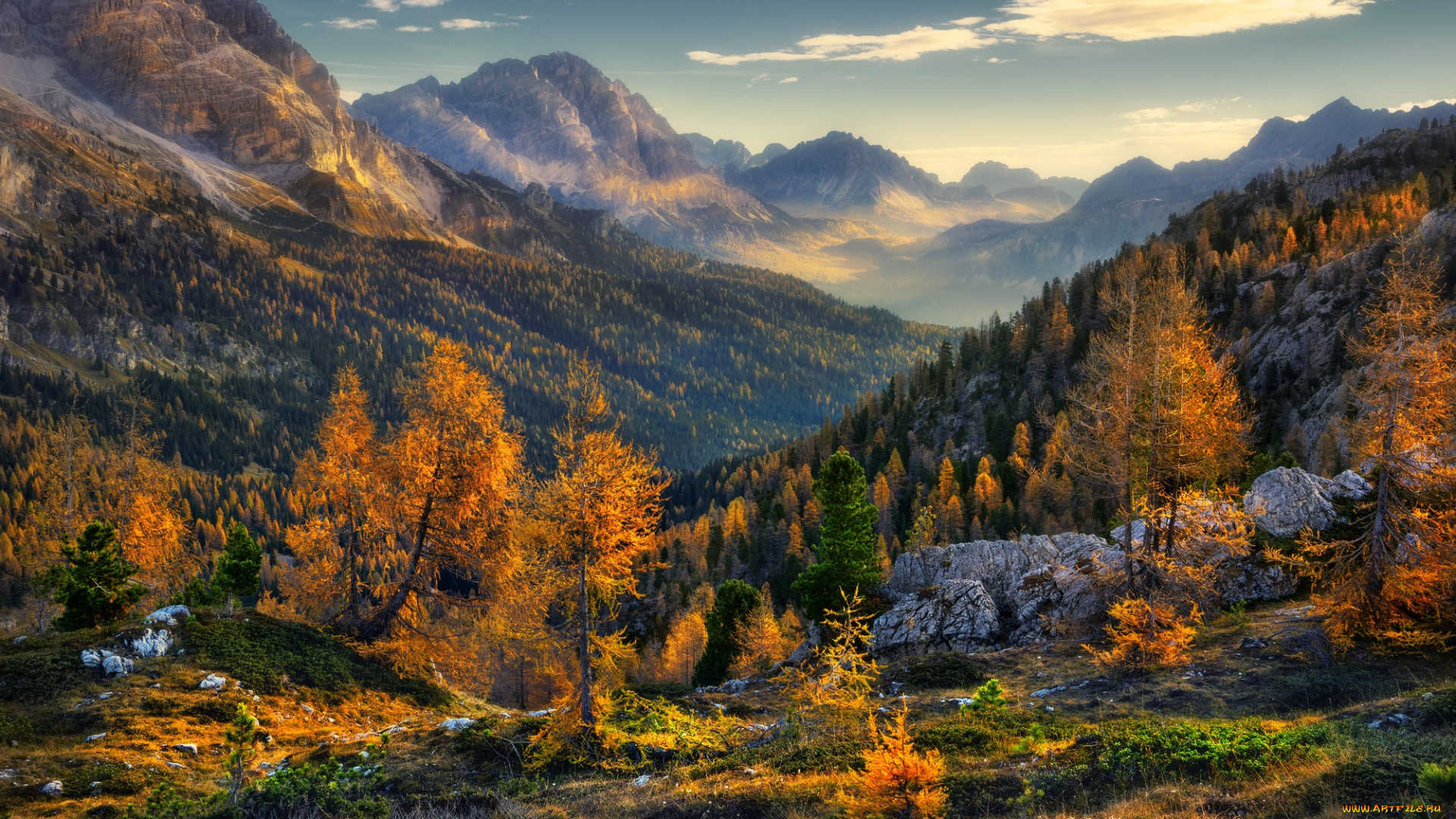 природа, горы, осень, деревья, лес, пейзаж