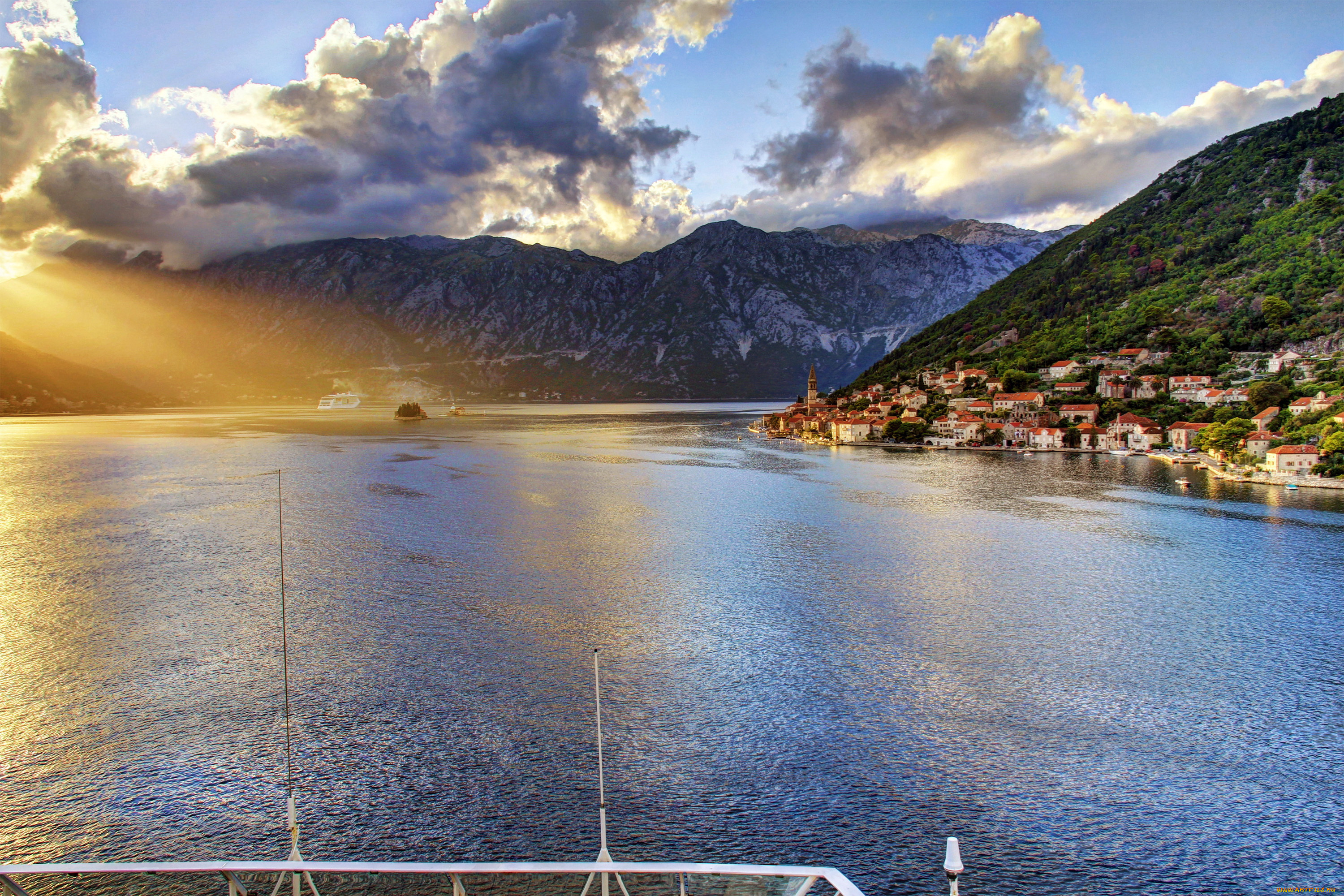 Черногория, доброта, природа, реки, озера, пейзаж, горы, дома, побережье, небо, закат