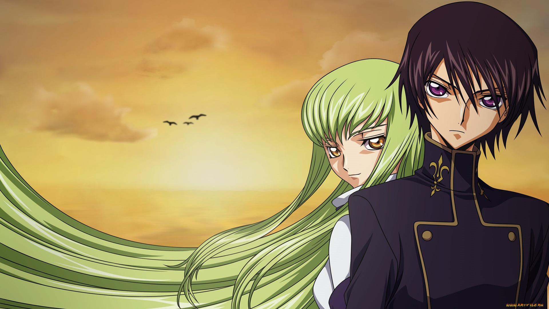 аниме, code, geass, фон, девушка, взгляд