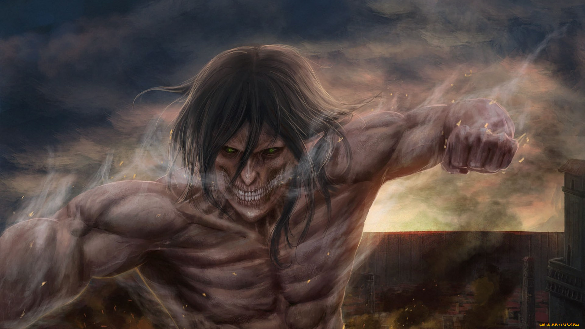 аниме, shingeki, no, kyojin, eren, yeager, titan