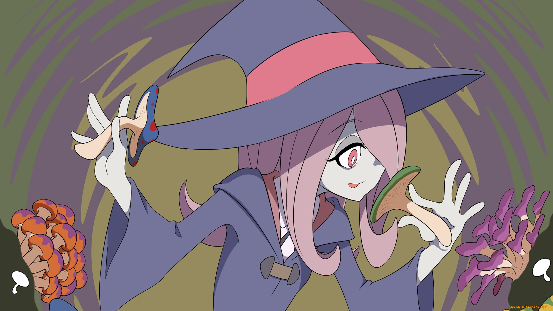 little, witch, academia, аниме, фон, взгляд, девушка