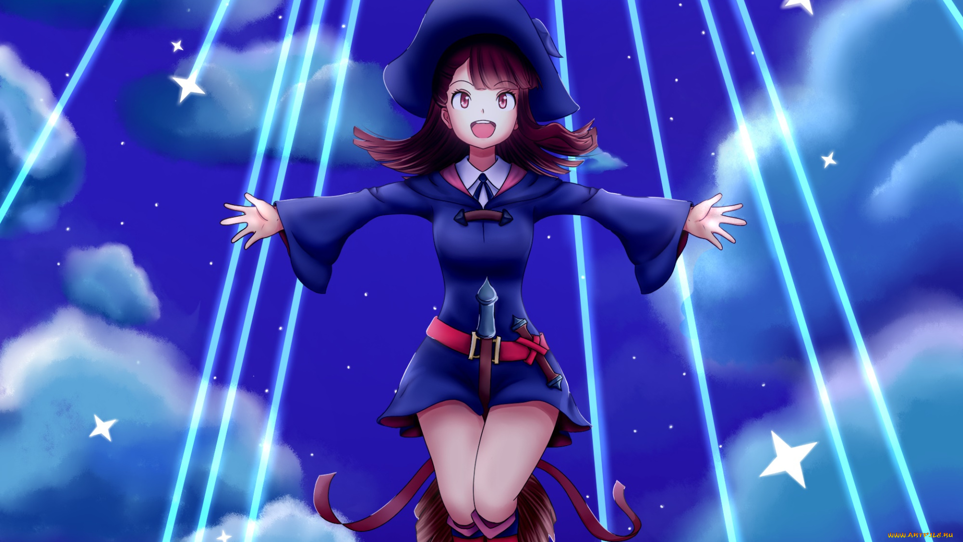 little, witch, academia, аниме, фон, взгляд, девушка