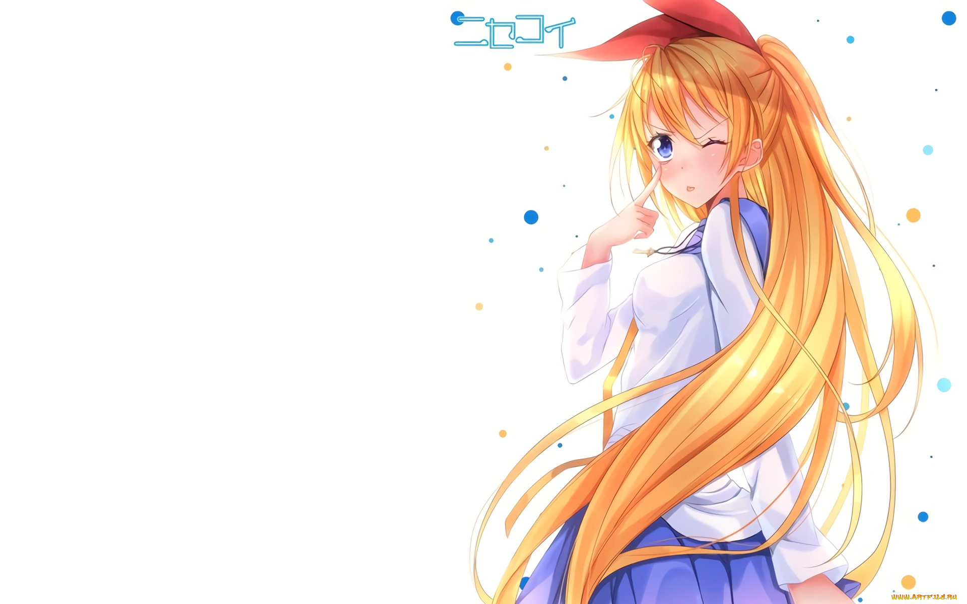 аниме, nisekoi, взгляд, девушка, фон