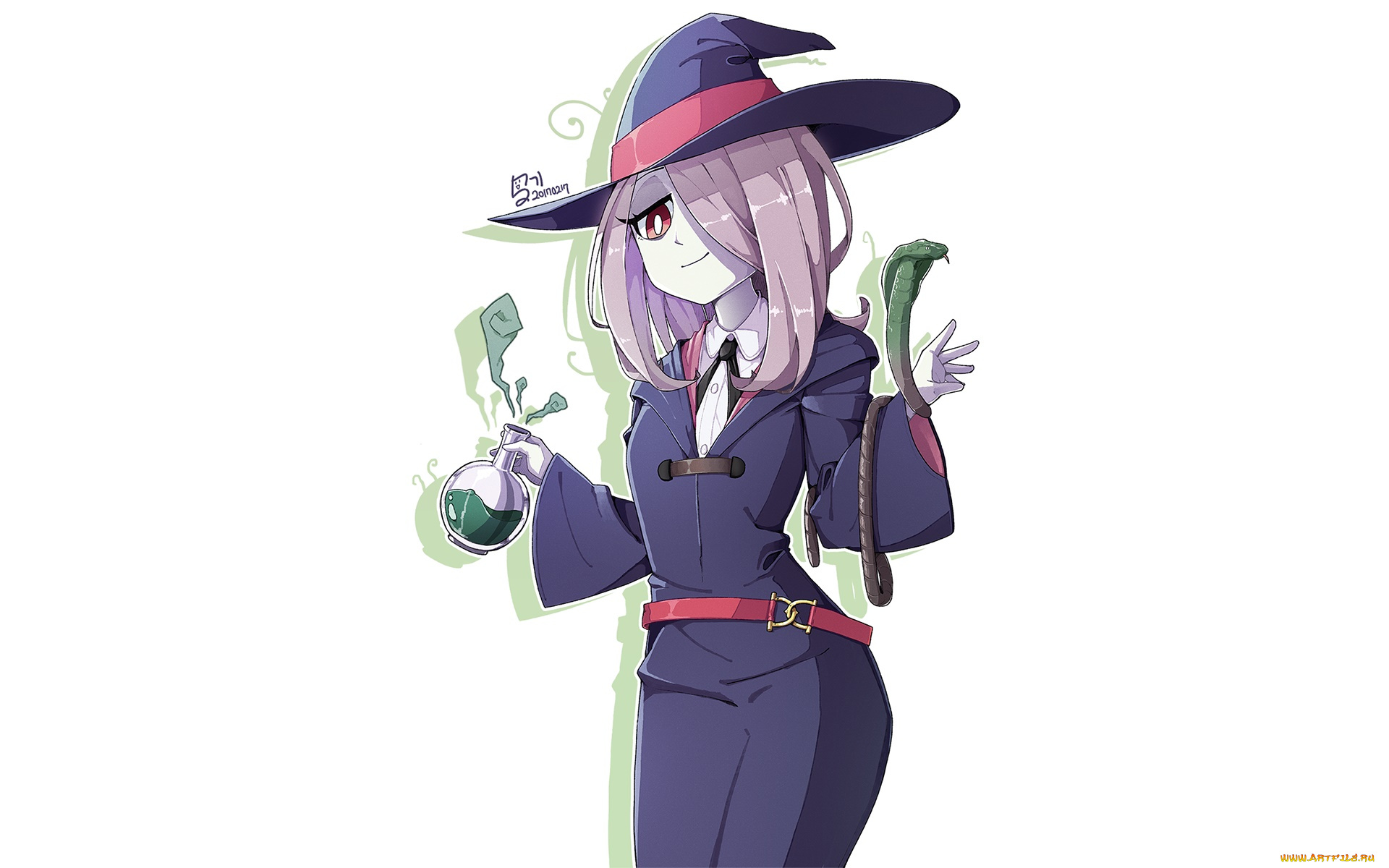 little, witch, academia, аниме, фон, взгляд, девушка