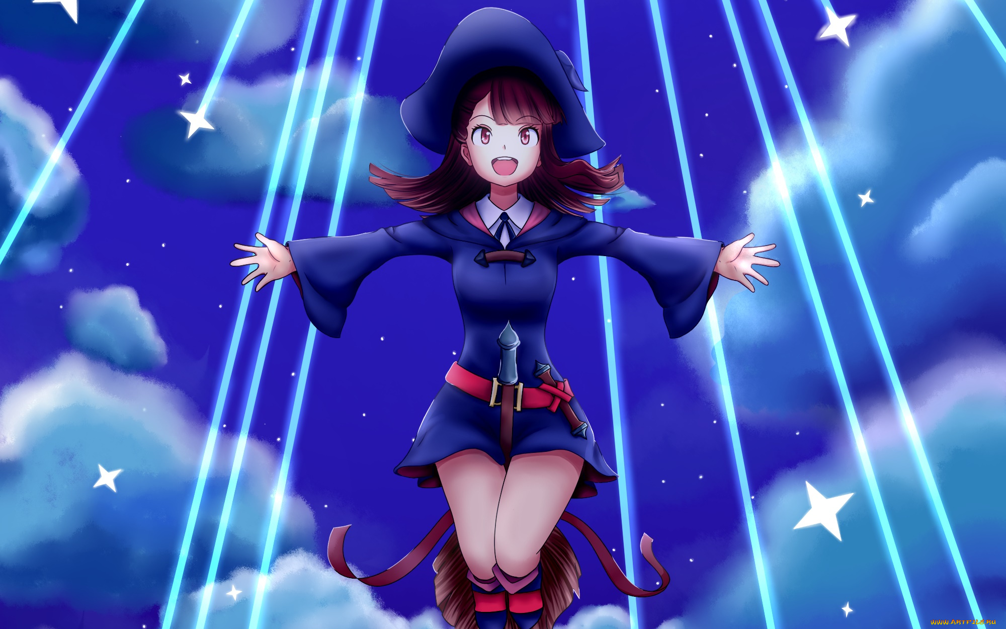 little, witch, academia, аниме, фон, взгляд, девушка