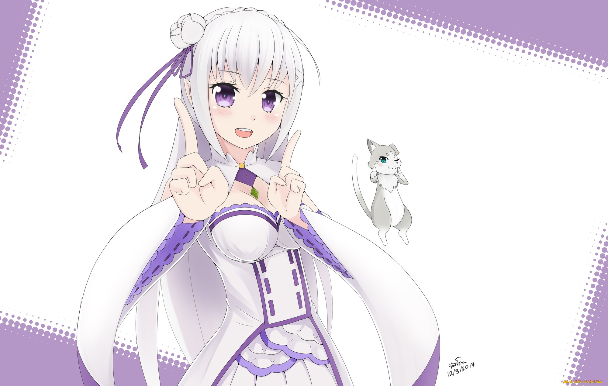 аниме, re, , zero, kara, hajimeru, isekai, seikatsu, взгляд, фон, девушка