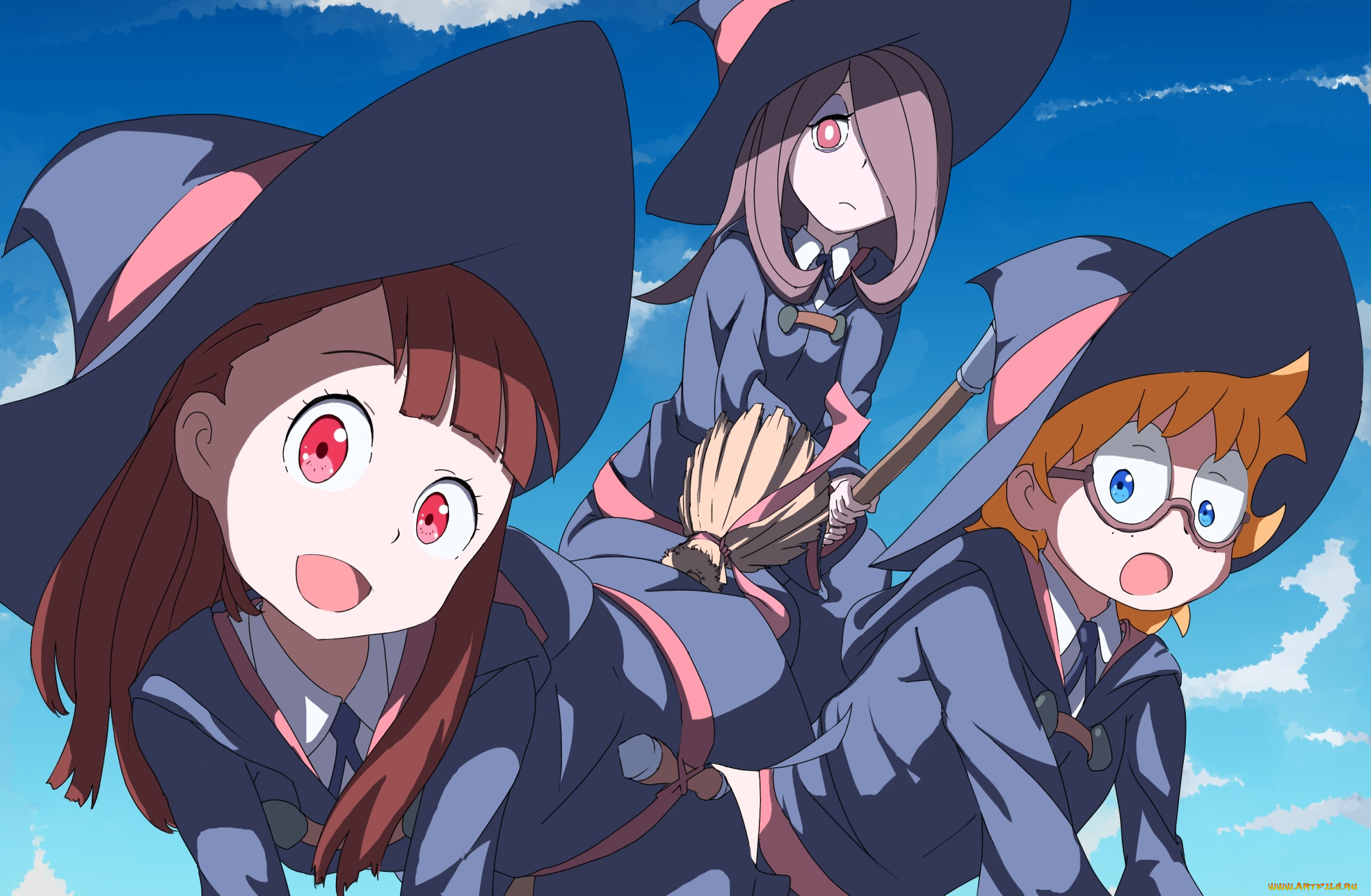 little, witch, academia, аниме, фон, взгляд, девушки
