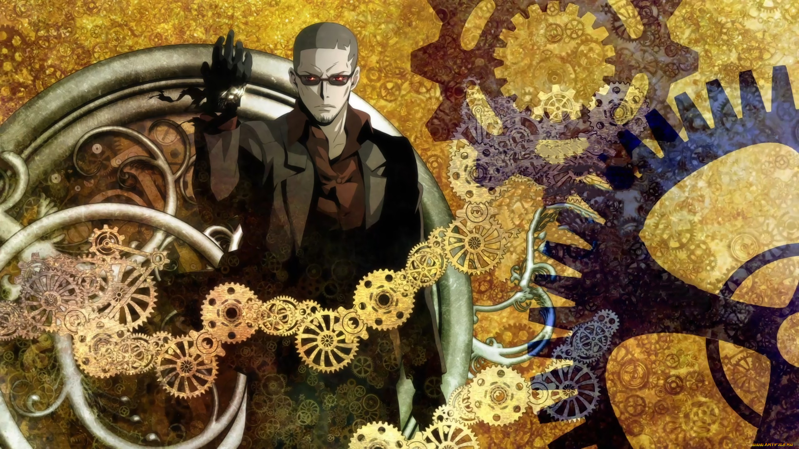 аниме, clockwork, planet, anime, man, gears, time, suit, clock, japanese, hours, clockwork, planet