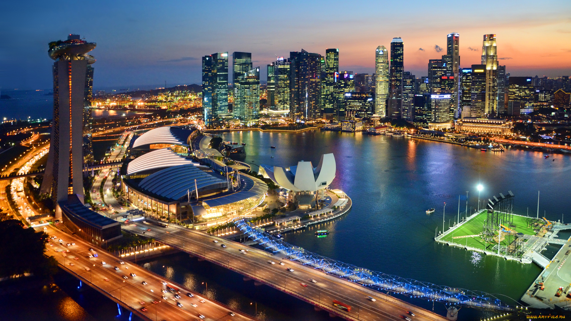 города, сингапур, панорама