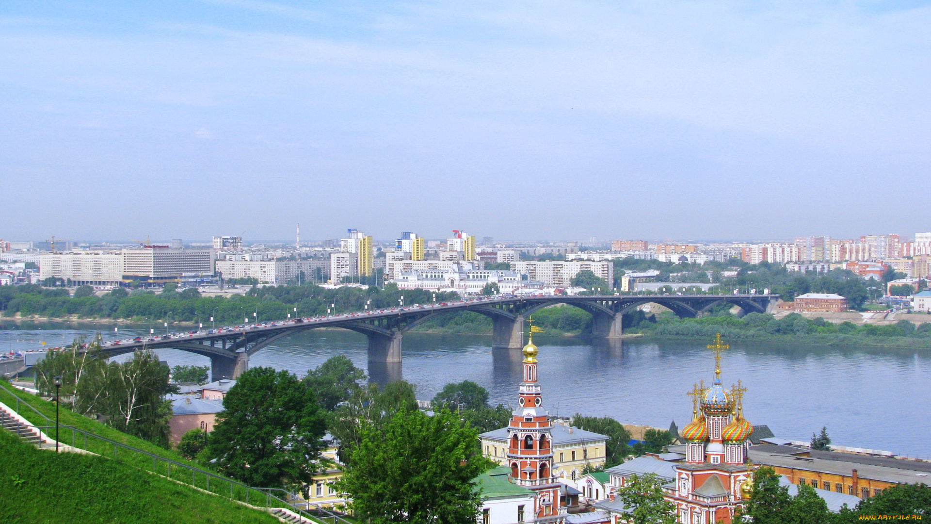 нижний, новгород, города, панорамы, река, дома, мост