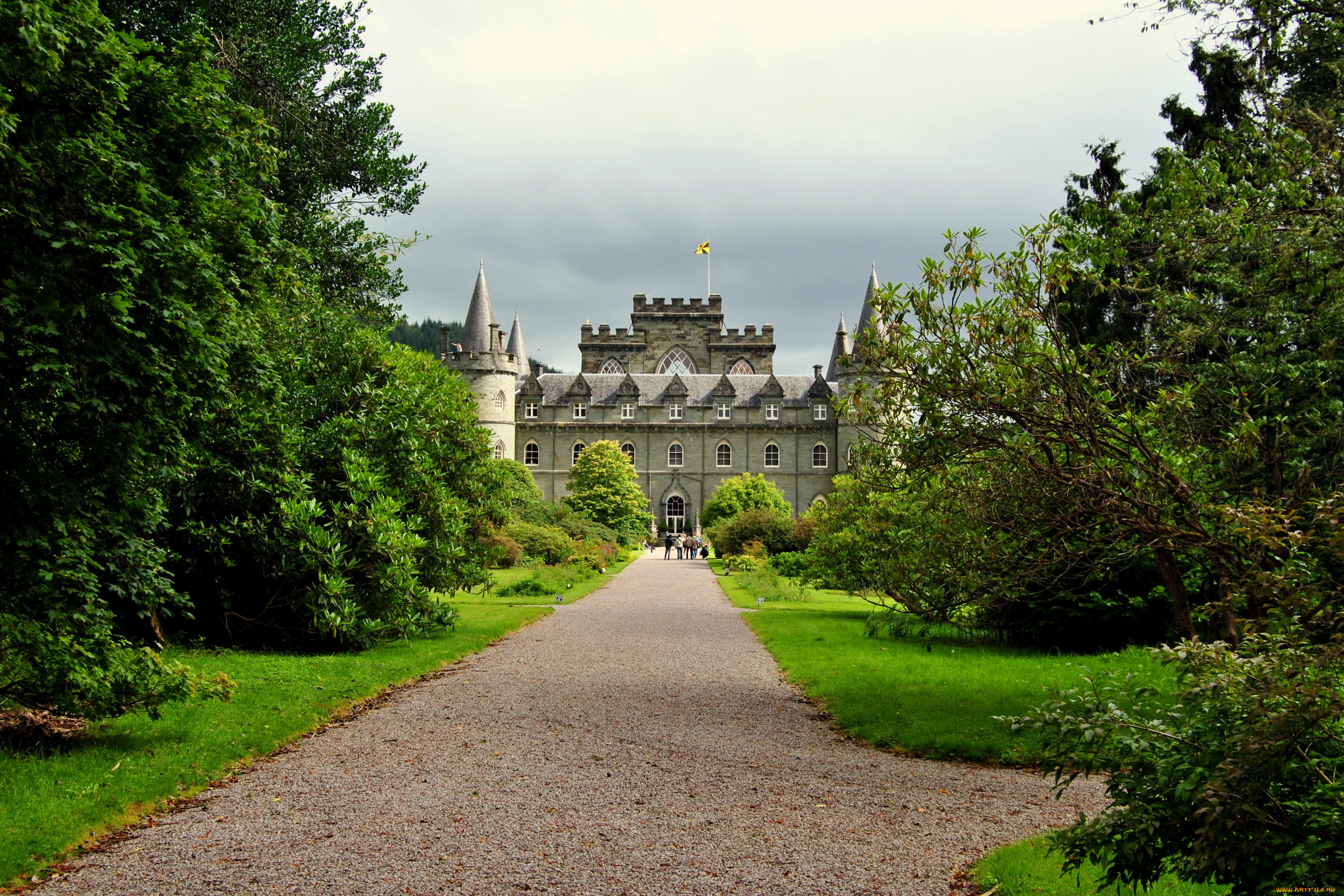 inverary, castle, шотландия, города, дворцы, замки, крепости, парк, замок