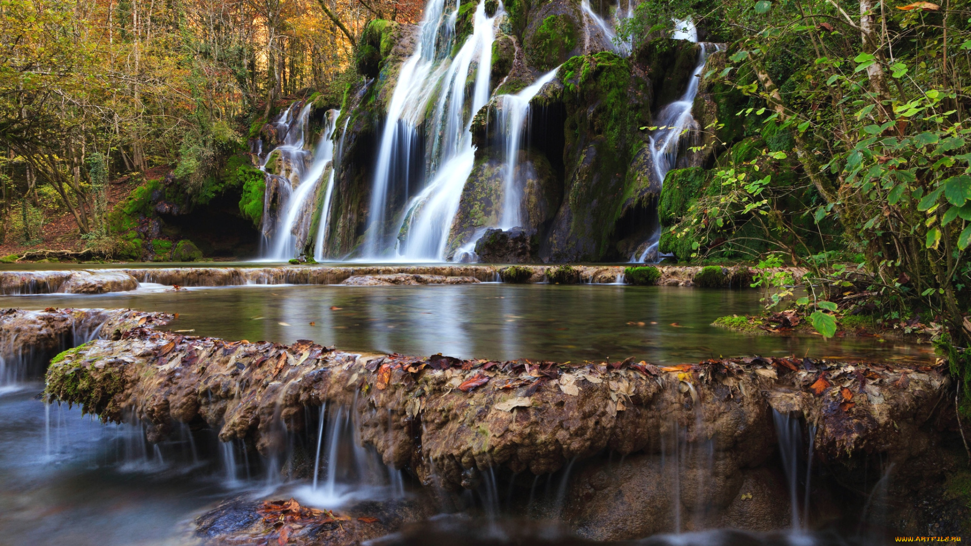 природа, водопады, поток, вода