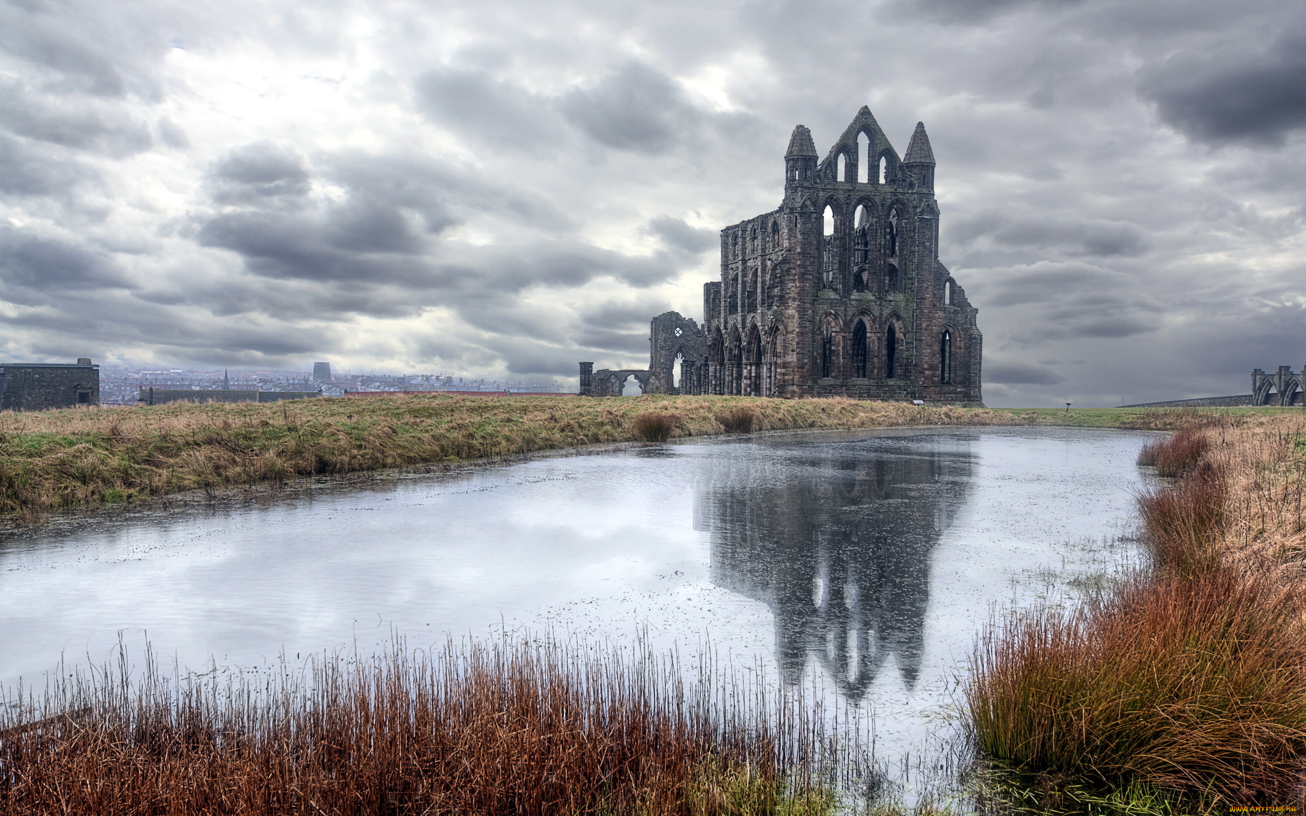 города, -, исторические, , архитектурные, памятники, england, whitby, озеро, замок