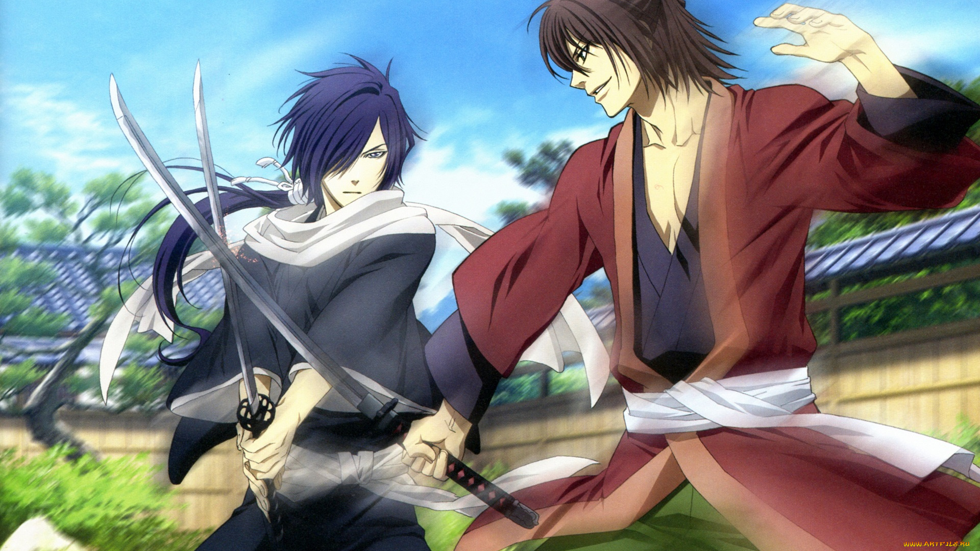 аниме, hakuoki, парни