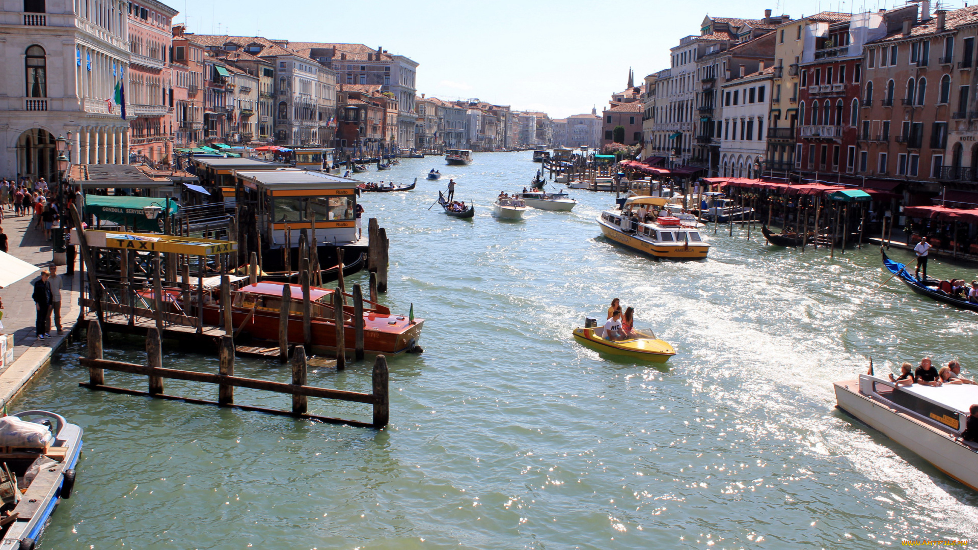 города, венеция, , италия, канал, гондолы, лодки