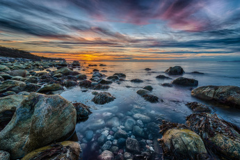 Картинка природа побережье берег рассвет камни пейзаж горизонт