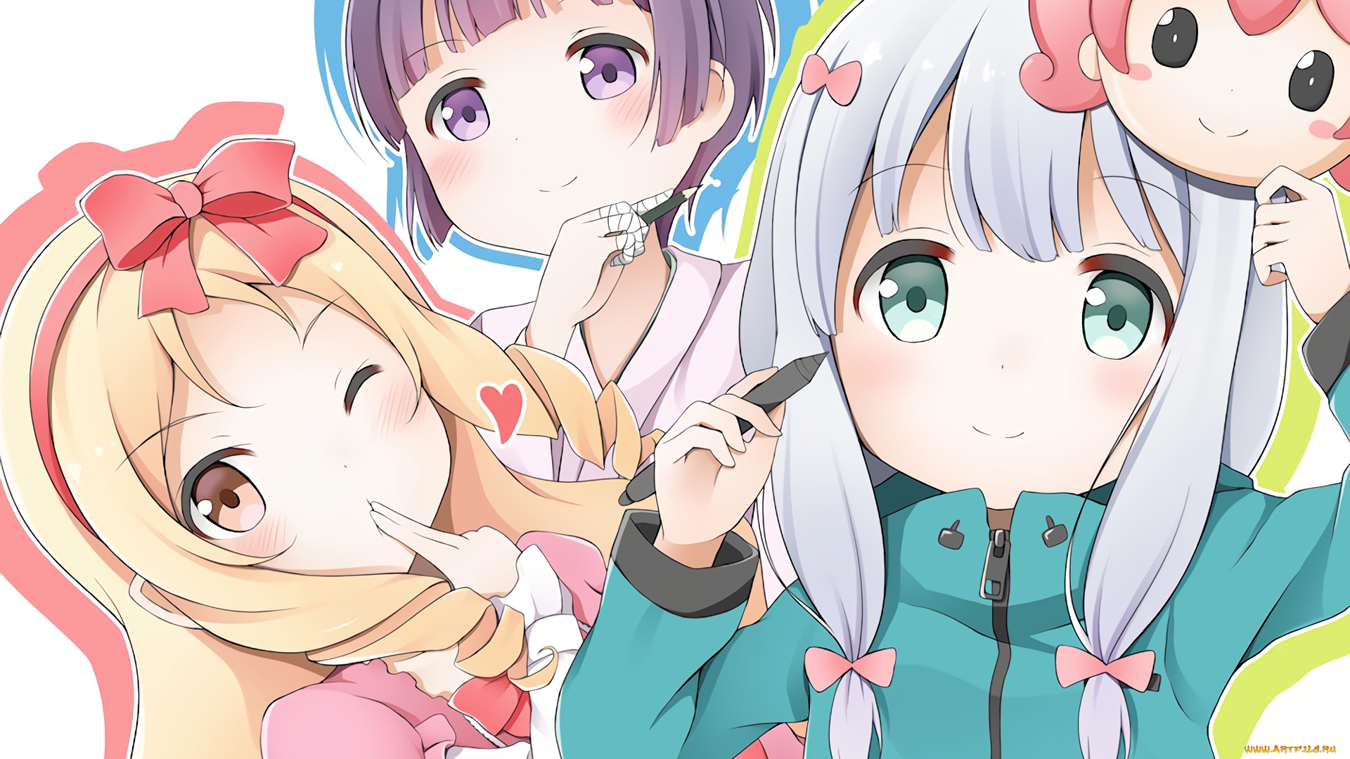 аниме, eromanga-sensei, взгляд, девушки, фон