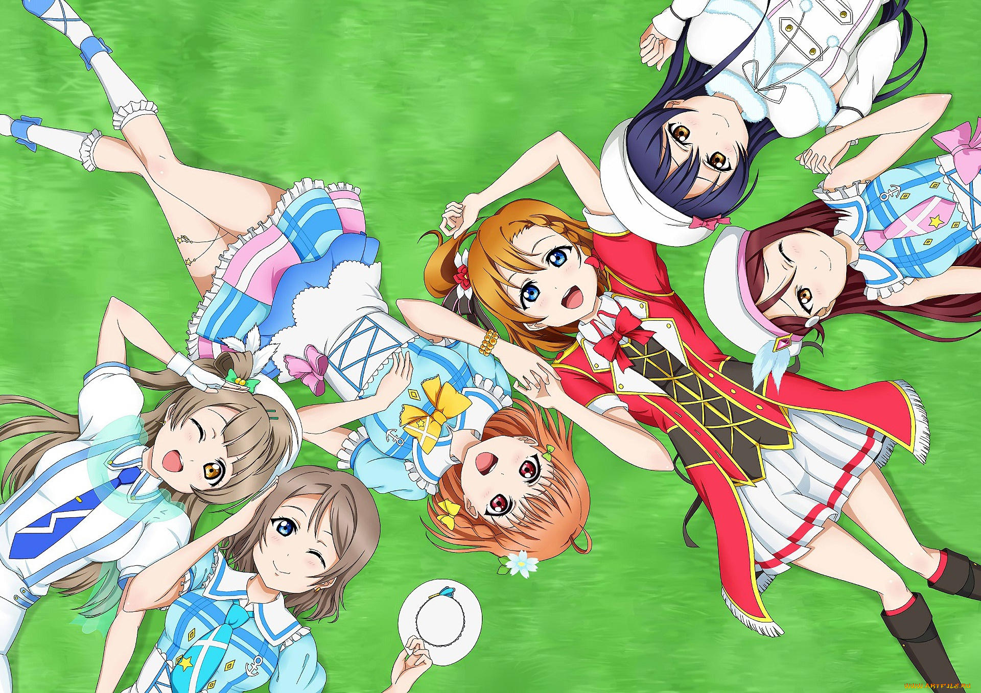 аниме, love, live, , school, idol, project, девушки, фон, взгляд