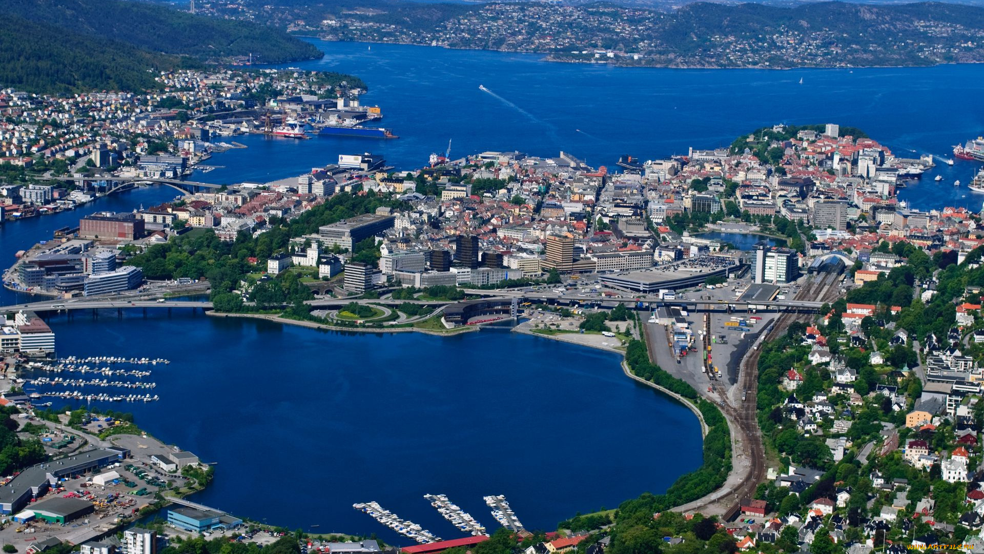 ulriken, in, bergen, norway, города, панорамы